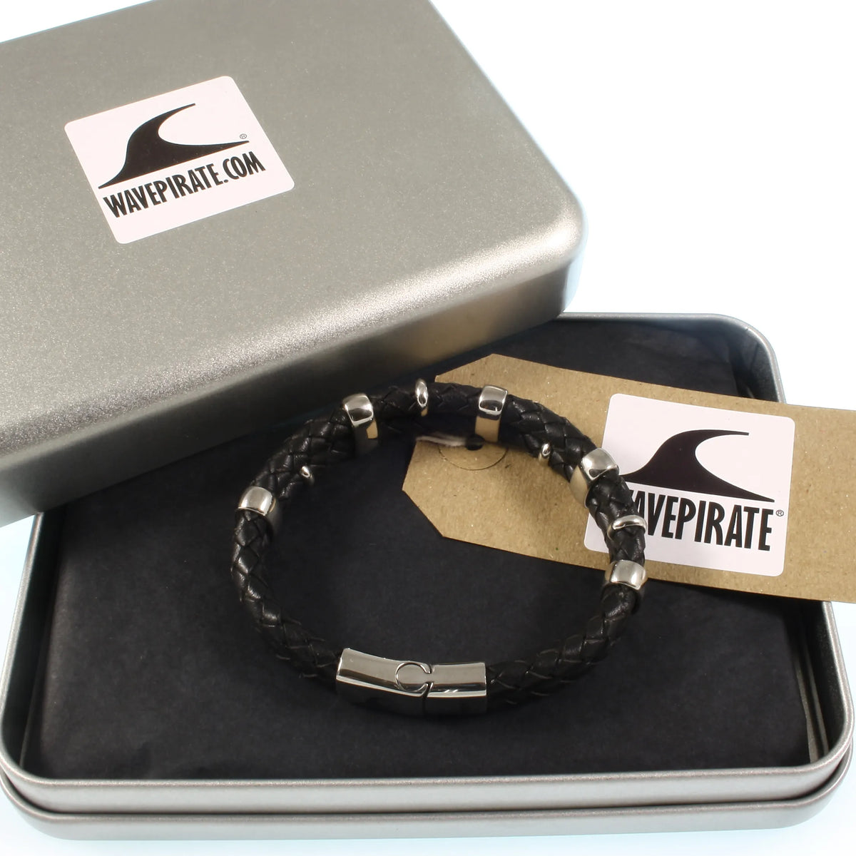 Lederarmband-Herren-Afrika-schwarz-geflochten-Edelstahlverschluss-geschenkverpackung-wavepirate-shop-f
