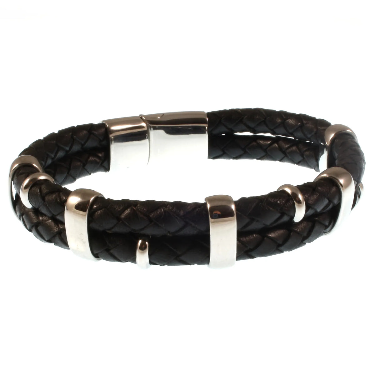 Lederarmband-Herren-Afrika-schwarz-geflochten-Edelstahlverschluss-hinten-wavepirate-shop-f