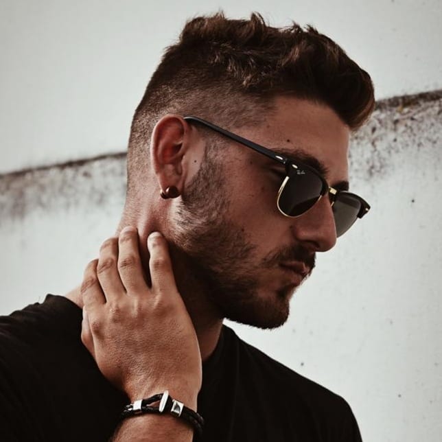 Lederarmband-Herren-Aruba-schwarz-geflochten-Edelstahlverschluss-getragen-wavepirate-shop-f-2