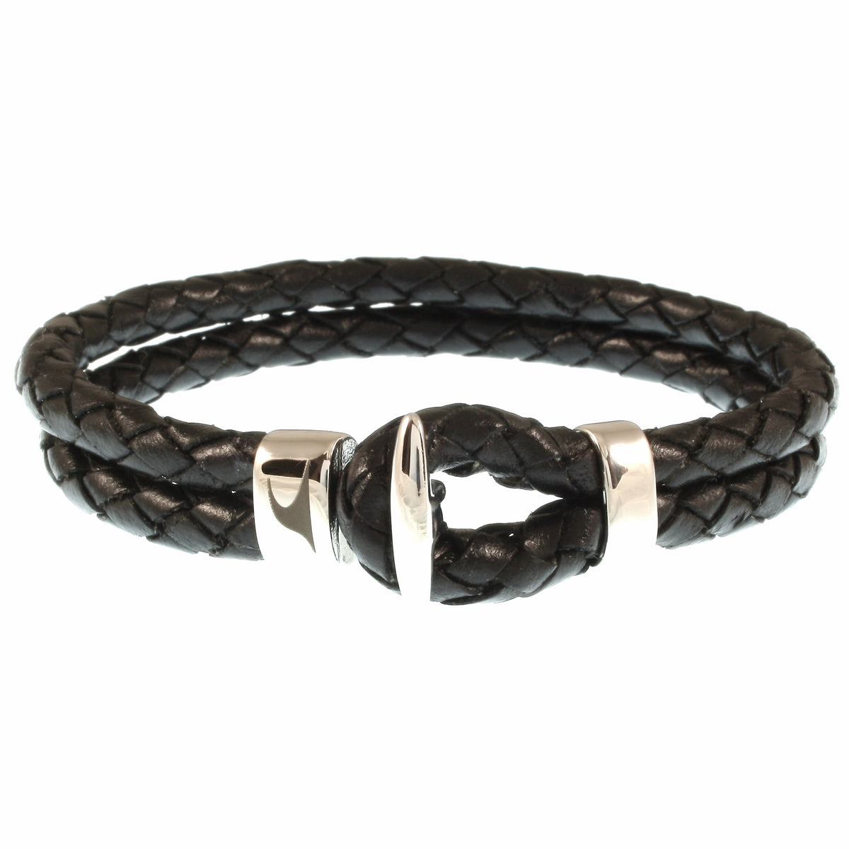 Lederarmband-Herren-Aruba-schwarz-geflochten-Edelstahlverschluss-vorn-wavepirate-shop-f-1