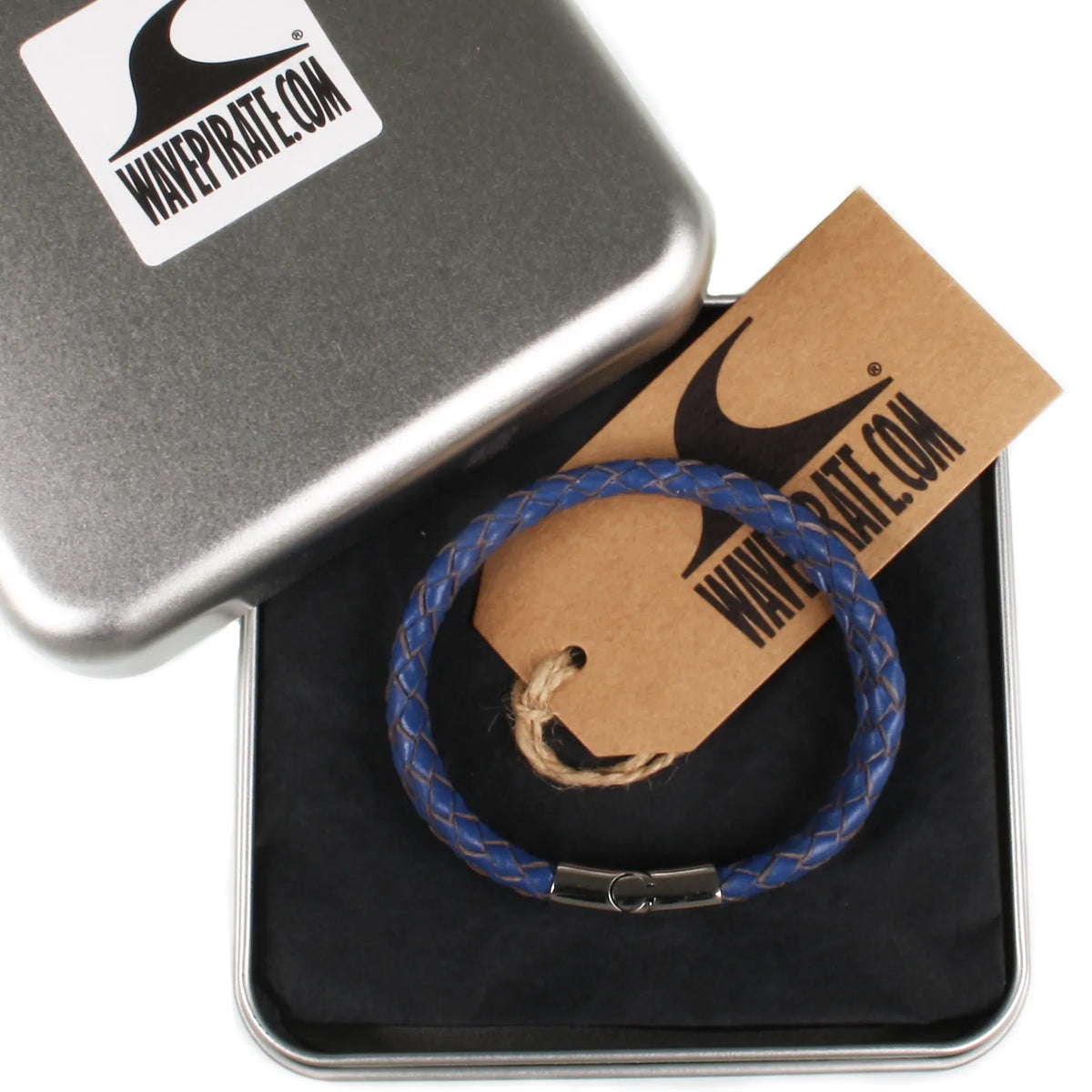 Lederarmband-Herren-Damen-Tarifa-blau-geflochten-Edelstahlverschluss-geschenkbox-wavepirate-shop-f1