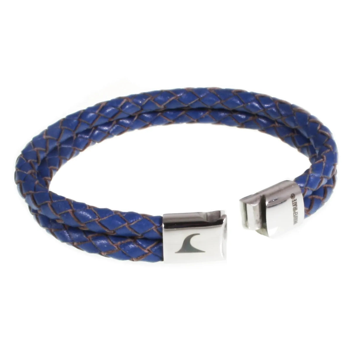 Lederarmband-Herren-Damen-Tarifa-blau-geflochten-Edelstahlverschluss-offen-wavepirate-shop-f1