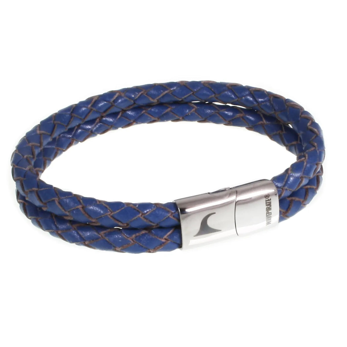 Lederarmband-Herren-Damen-Tarifa-blau-geflochten-Edelstahlverschluss-vorn-wavepirate-shop-f1