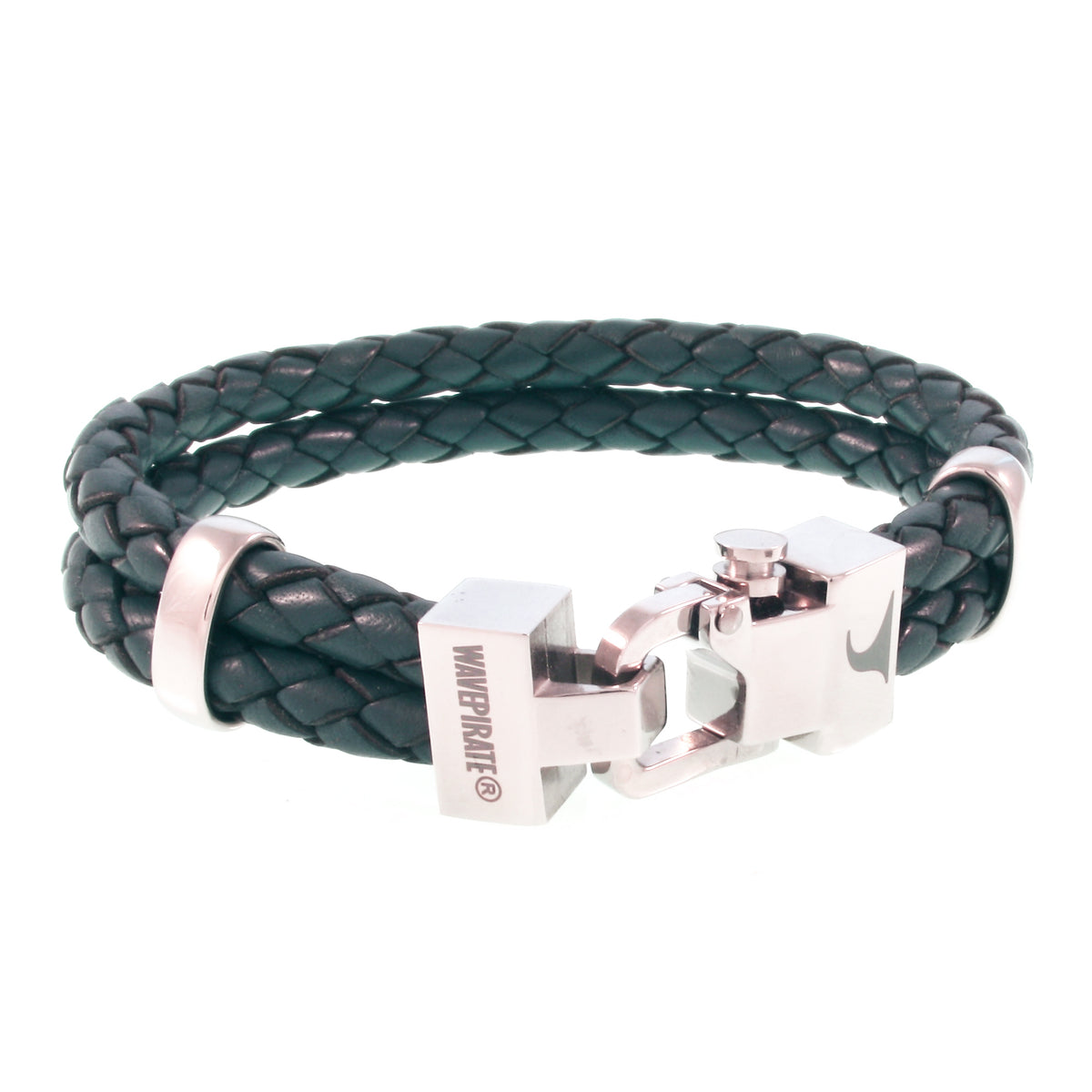 Lederarmband-Herren-Turn-denim-blau-geflochten-Edelstahlverschluss-vorn-wavepirate-shop-f