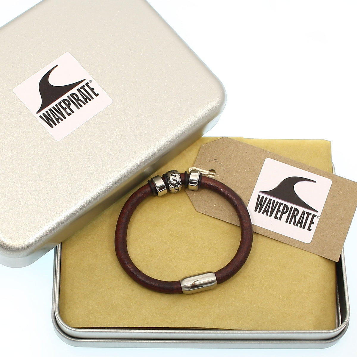 Lederarmband-Herren-braun-steel-silber-massiv-Edelstahlverschluss-geschenkverpackung-wavepirate-shop-r