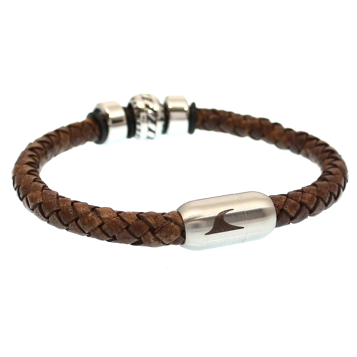 Lederarmband-Herren-cognac-steel-geflochten-Edelstahlverschluss-hinten-wavepirate-shop-f