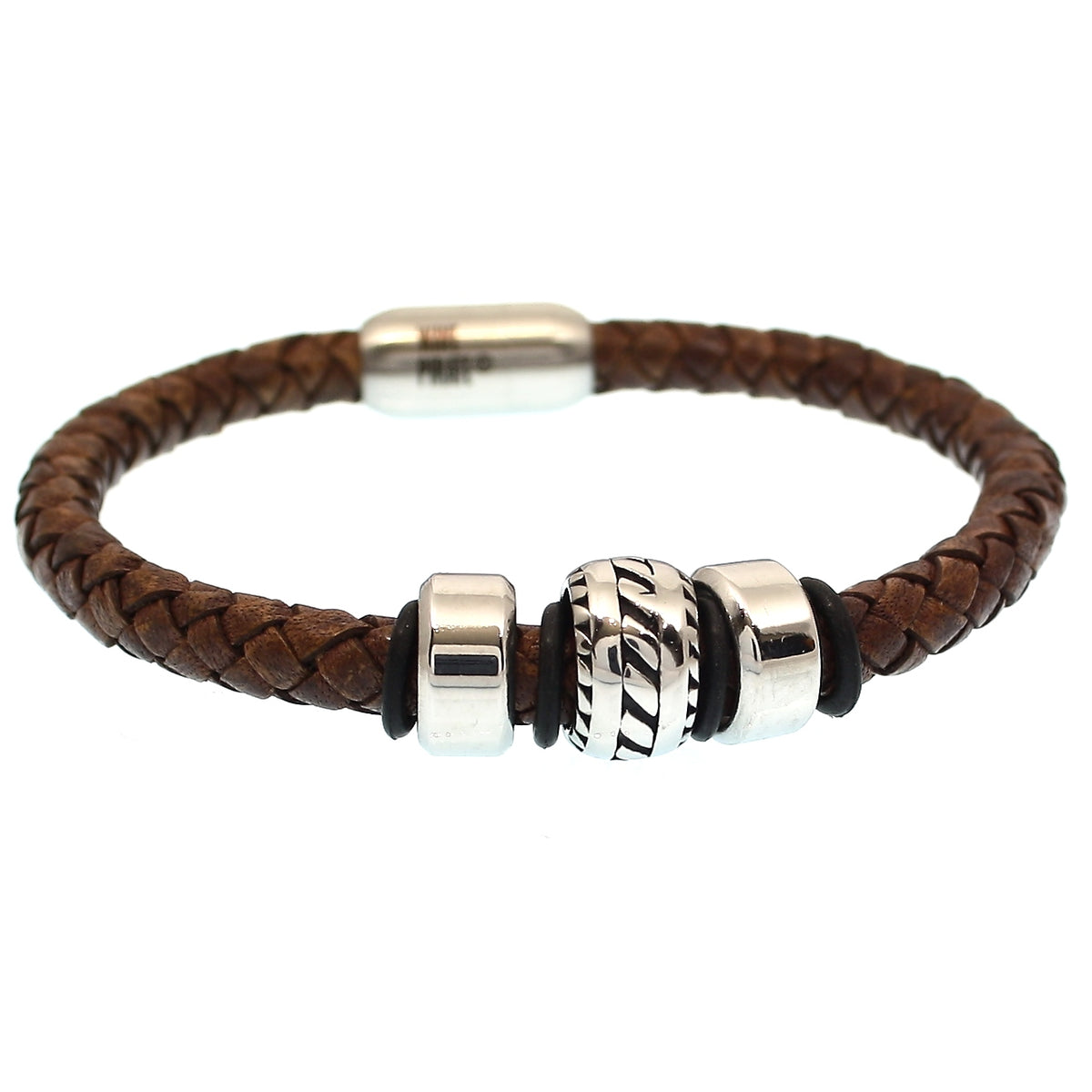 Lederarmband-Herren-cognac-steel-geflochten-Edelstahlverschluss-vorn-wavepirate-shop-f
