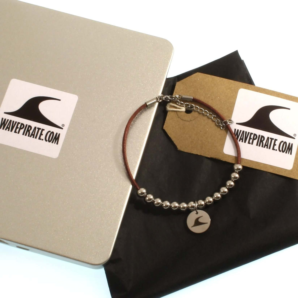 Lederarmband-Herren-damen-fusskette-aloha-bordeaux-Edelstahlverschluss-geschenkverpackung-wavepirate-shop-z2