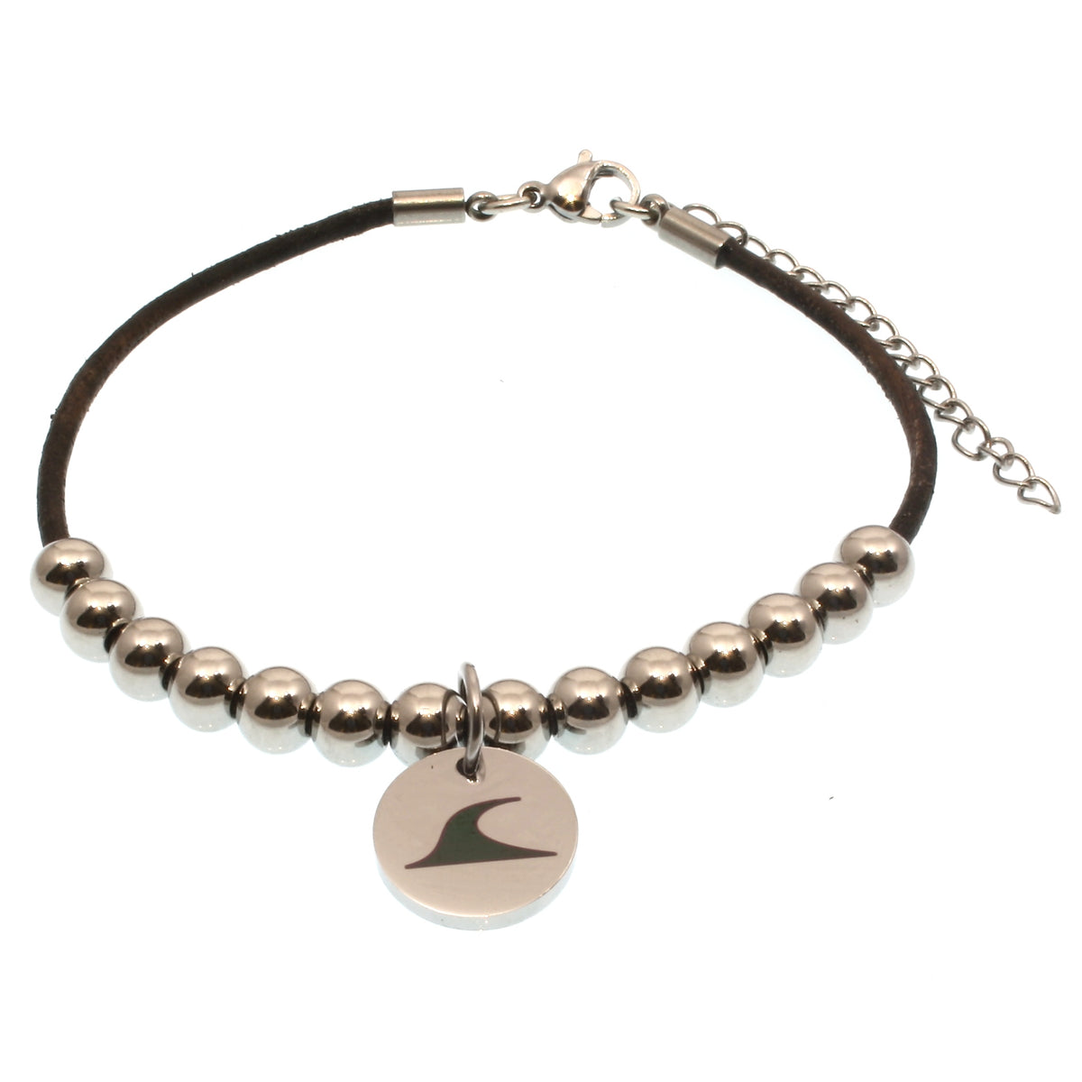 Lederarmband-Herren-damen-fusskette-aloha-dunkelbraun-Edelstahlverschluss-vorn-wavepirate-shop-z2