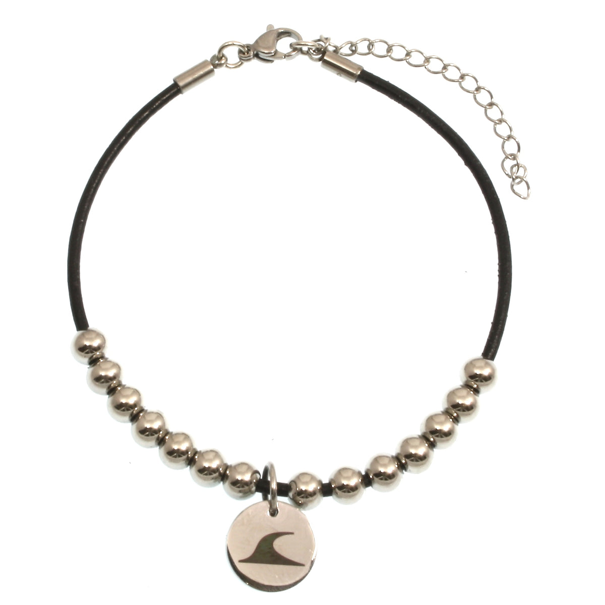 Lederarmband-Herren-damen-fusskette-aloha-schwarz-Edelstahlverschluss-vorn-wavepirate-shop-z2-1