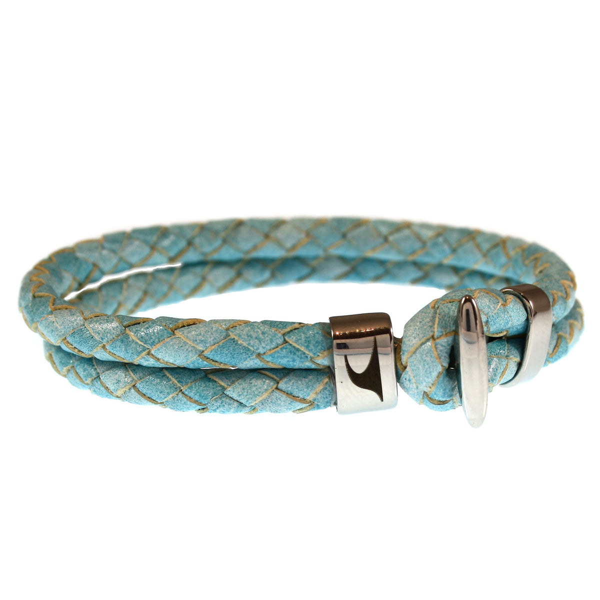 Lederarmband-herren-Damen-Aruba-ice-blau-geflochten-Edelstahlverschluss-vorn-wavepirate-shop-f