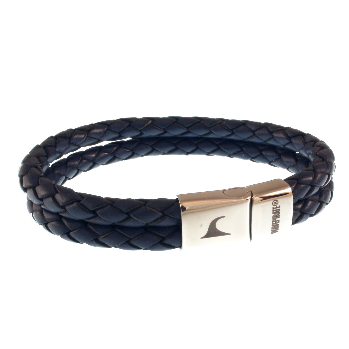Herren-Leder-Armband-Tarifa-blau-geflochten-Edelstahlverschluss-vorn-wavepirate-shop-f