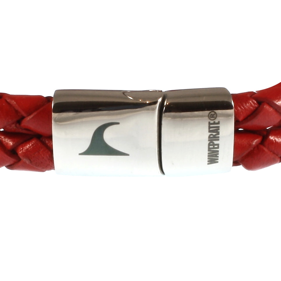 Herren-Leder-Armband-Tarifa-rot-geflochten-Edelstahlverschluss-detail-wavepirate-shop-f