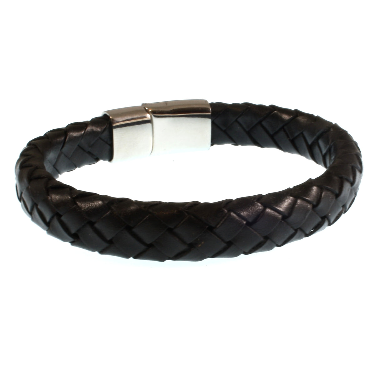 Herren-Leder-Armband-Tarifa-schwarz-geflochten-oval-Edelstahlverschluss-hinten-wavepirate-shop-ov