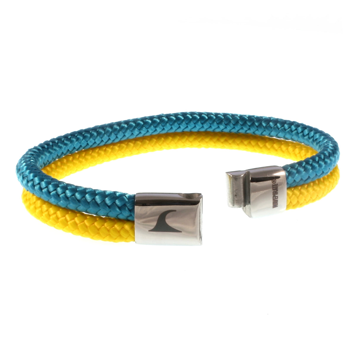 Herren-Segeltau-Armband-Tarifa-blau-gelb-geflochten-Edelstahlverschluss-offen-wavepirate-shop-st