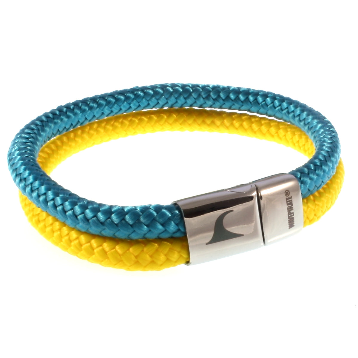 Herren-Segeltau-Armband-Tarifa-blau-gelb-geflochten-Edelstahlverschluss-vorn-wavepirate-shop-st