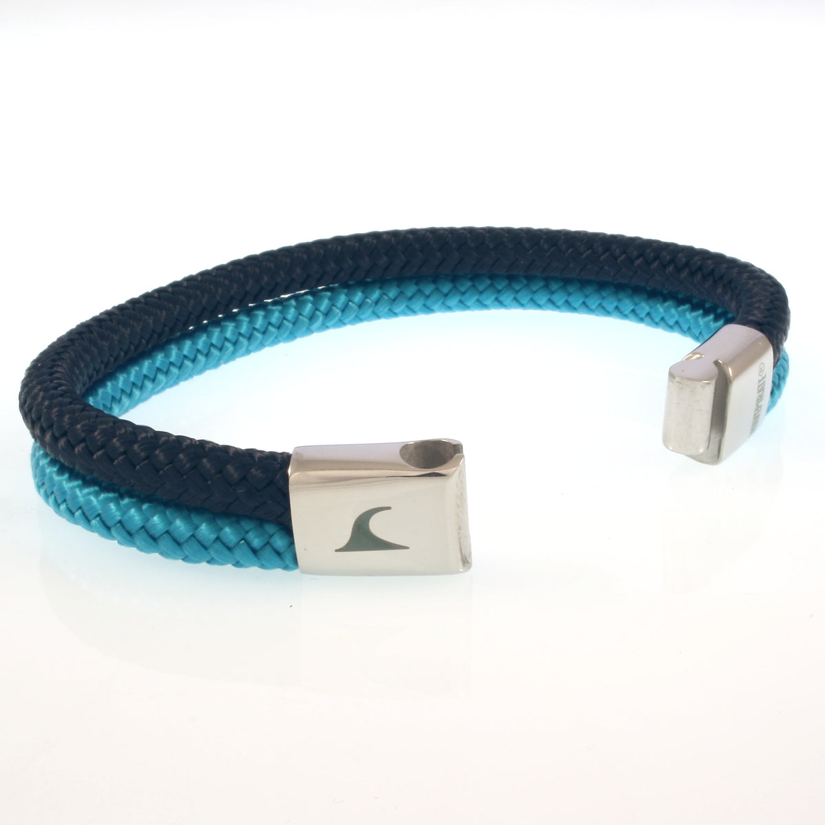 Herren-Segeltau-Armband-Tarifa-nachtblau-blau-geflochten-Edelstahlverschluss-offen-wavepirate-shop-st