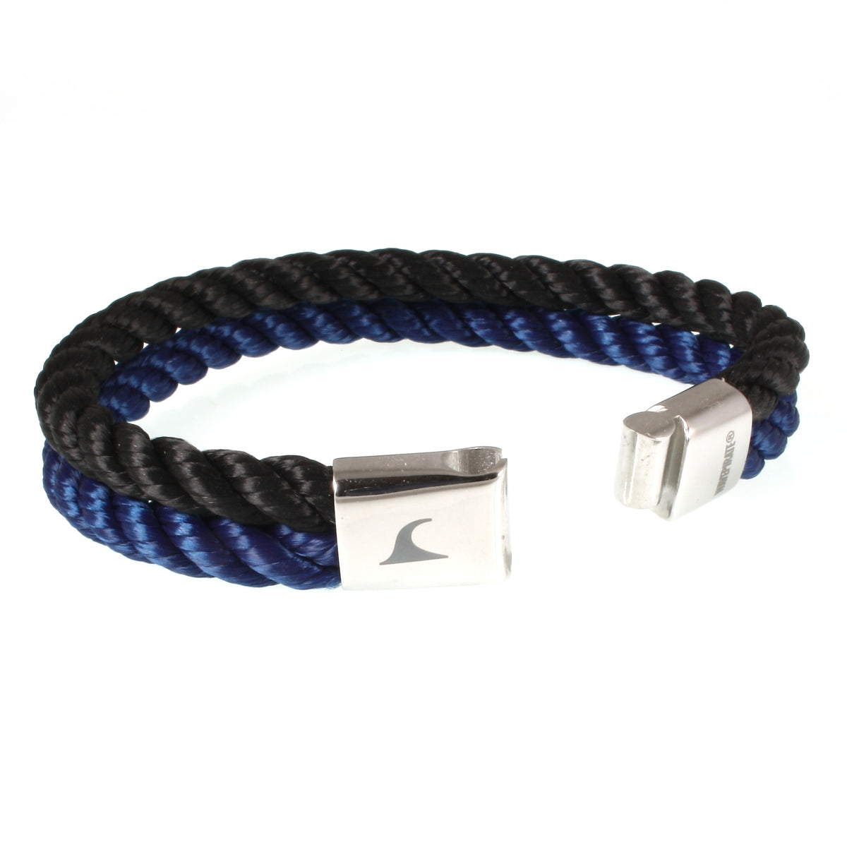 Herren-Segeltau-Armband-Tarifa-schwarz-koenigsblau-geflochten-Kordel-Edelstahlverschluss-offen-wavepirate-shop-k