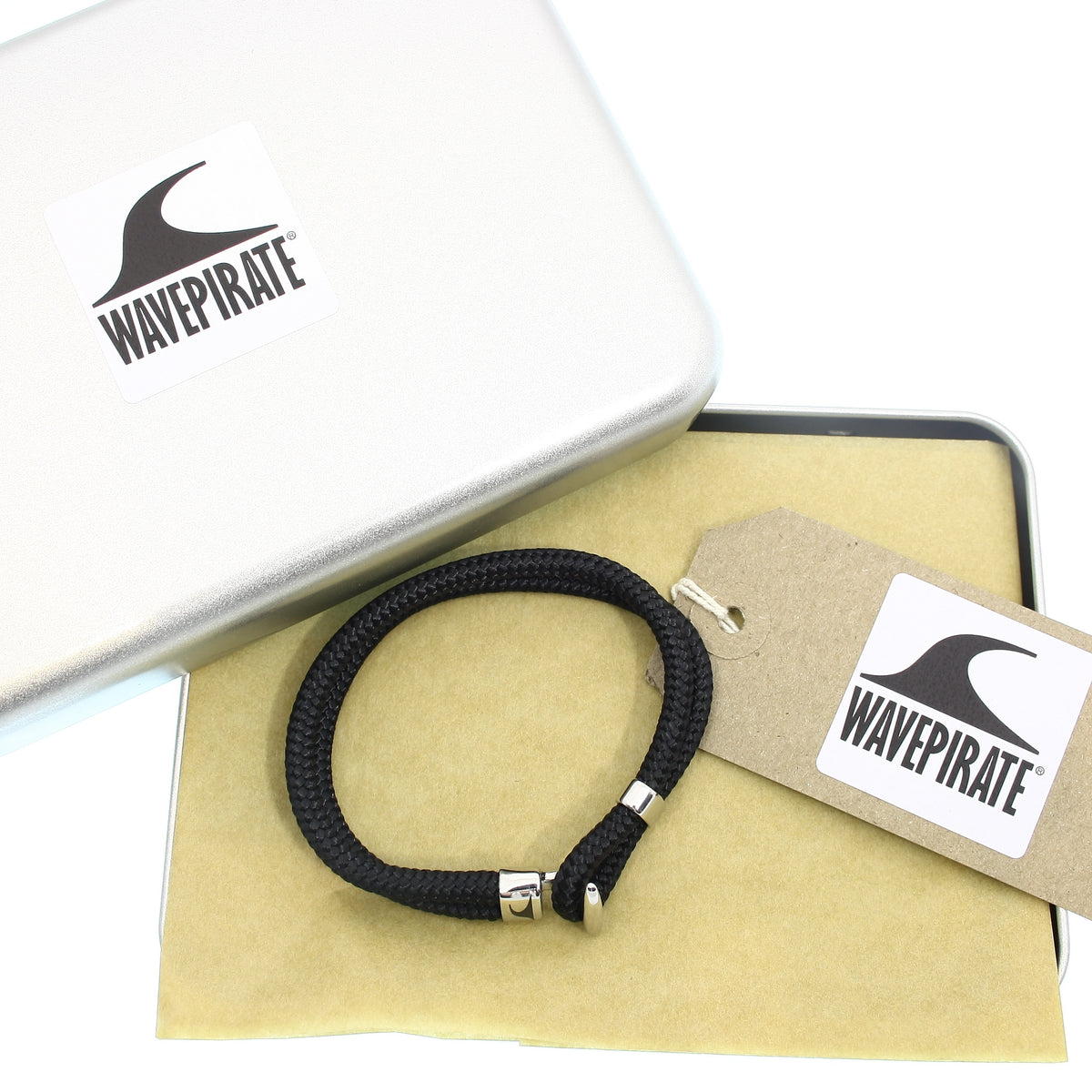 Segeltau-Armband-Herren-Aruba-schwarz-geflochten-Edelstahlverschluss-geschenkverpackung-wavepirate-shop-st