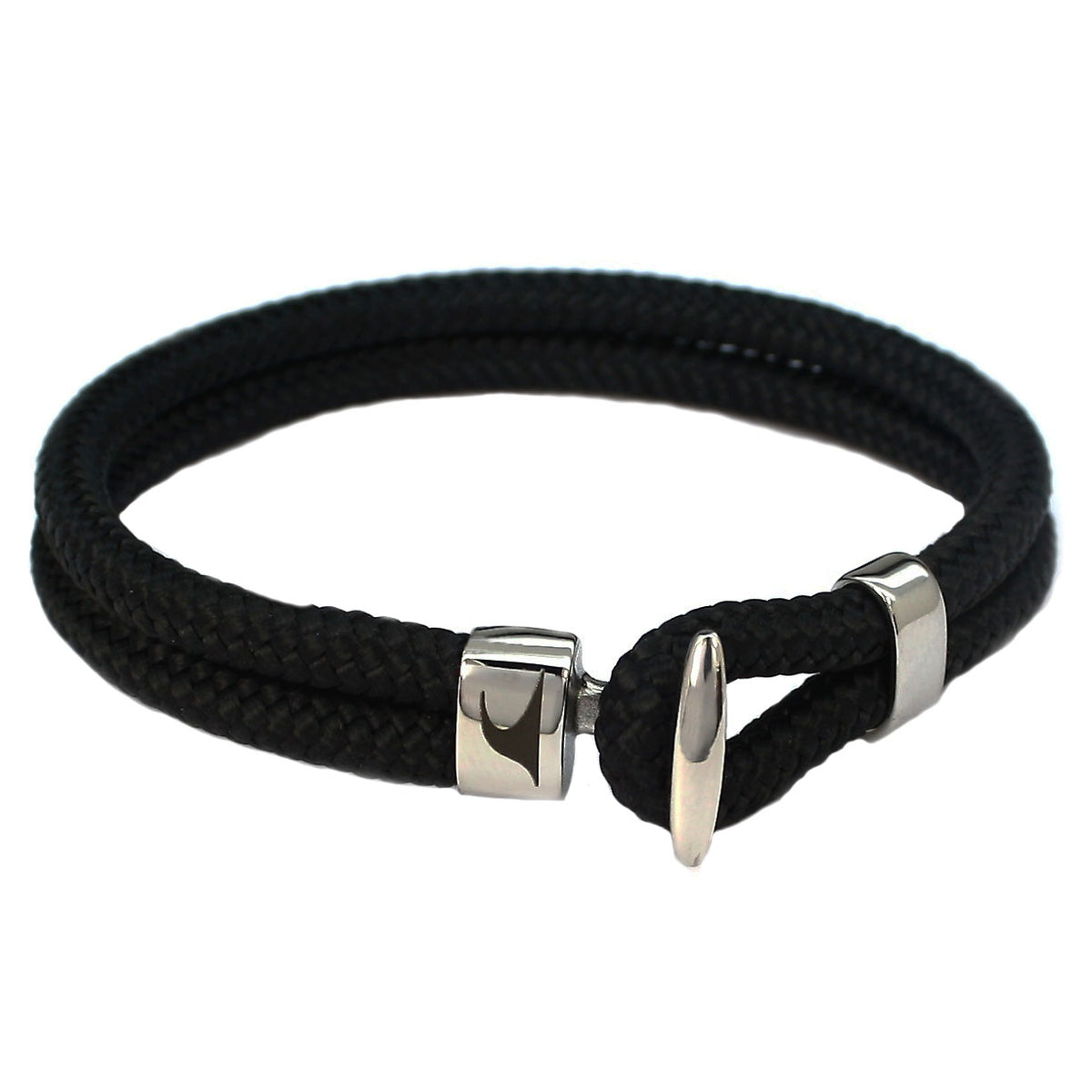 Segeltau-Armband-Herren-Aruba-schwarz-geflochten-Edelstahlverschluss-vorn-wavepirate-shop-st