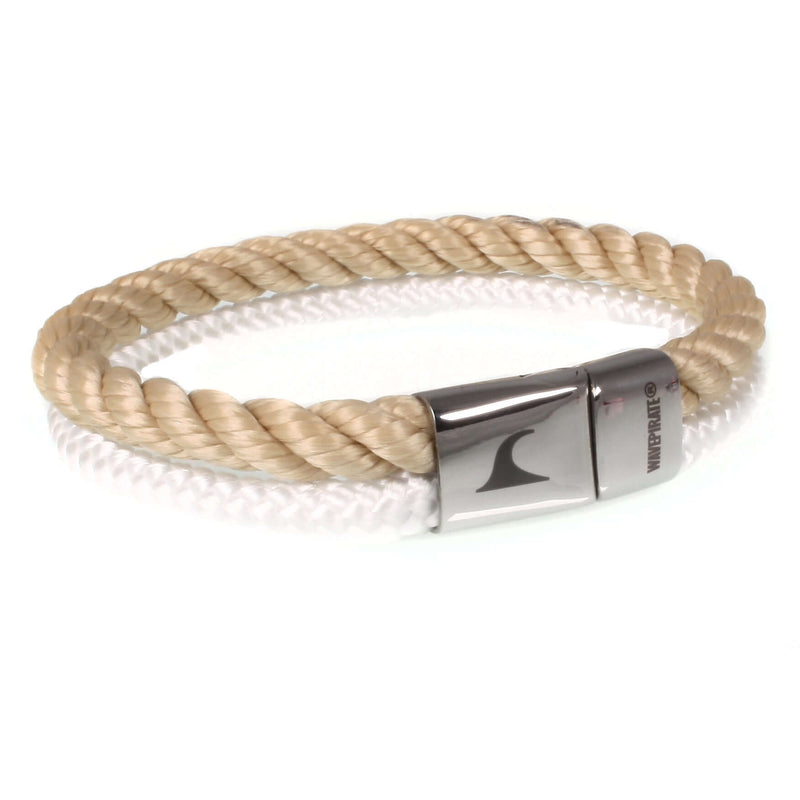 Segeltau-Armband-Herren-Damen-Tarifa-beige-weiss-vorn-Edelstahlverschluss-kordel-geflochten-wavepirate-shop-k