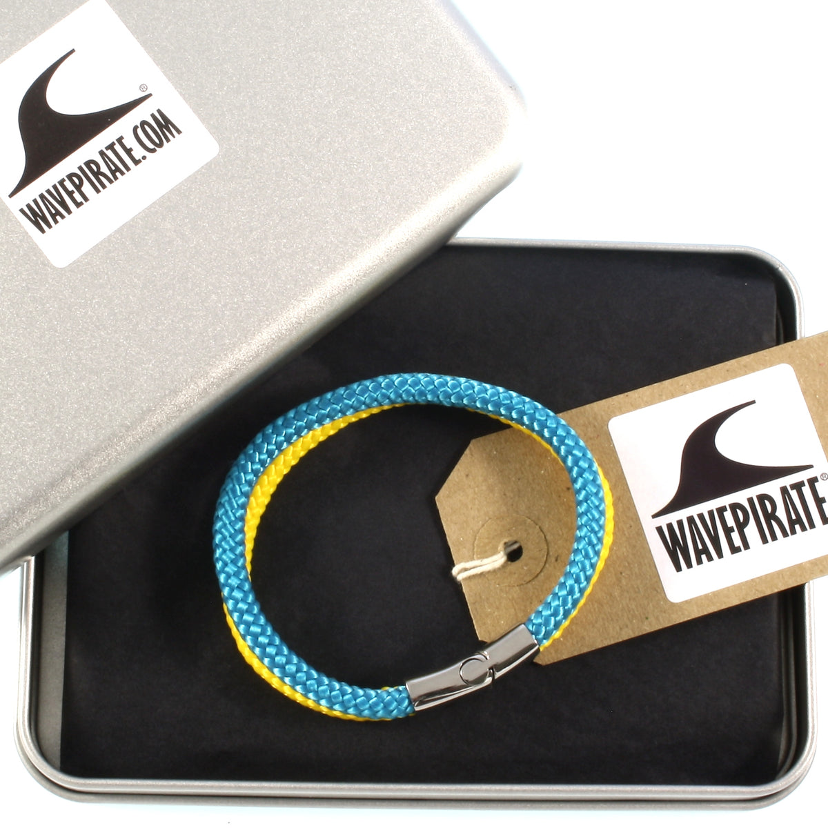 Segeltau-Armband-Herren-Damen-Tarifa-blau-gelb-geflochten-Edelstahlverschluss-geschenkbox-wavepirate-shop-st