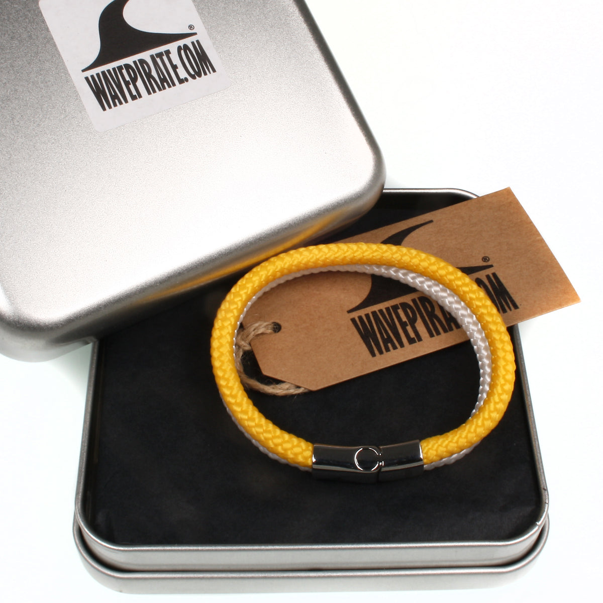 Segeltau-Armband-Herren-Damen-Tarifa-gelb-weiss-geschenkverpackung-Edelstahlverschluss-geflochten-wavepirate-shop-st