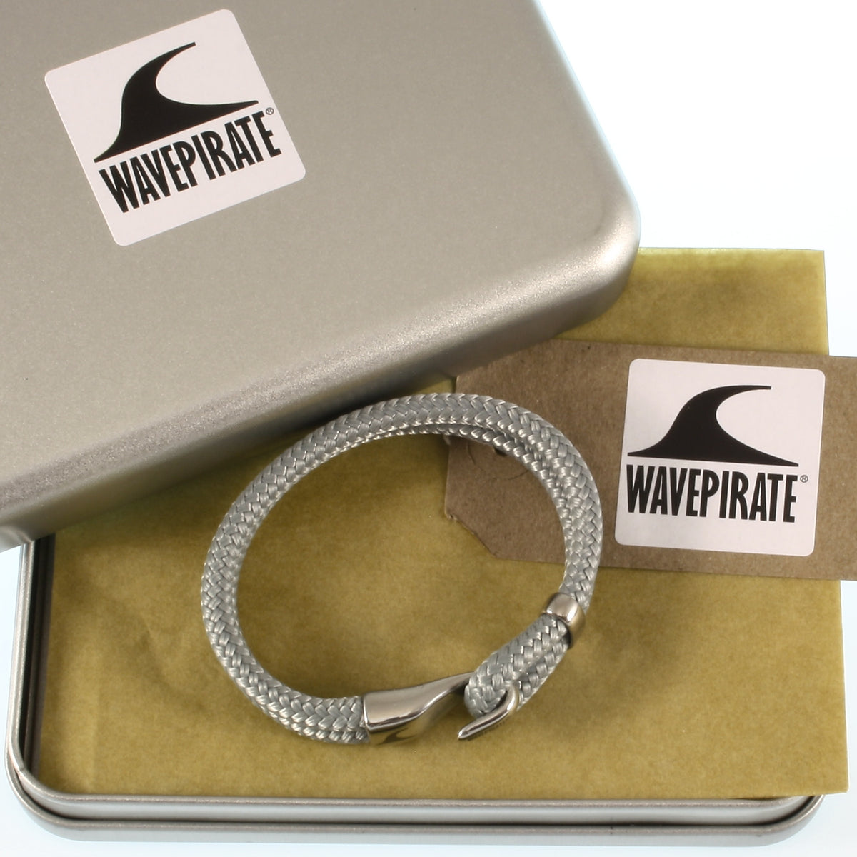Segeltau-Armband-Herren-Peak-grau-geflochten-Edelstahlverschluss-geschenkverpackung-wavepirate-shop-st