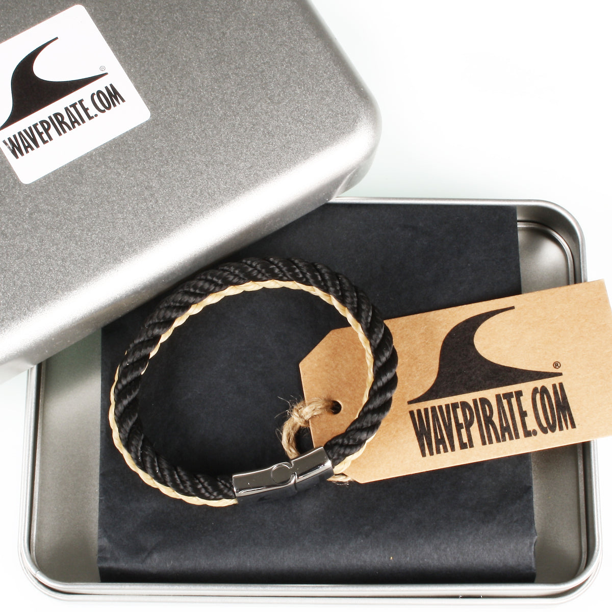 Segeltau-Armband-Herren-Tarifa-schwarz-beige-geflochten-Kordel-Edelstahlverschluss-geschenkbox-wavepirate-shop-k