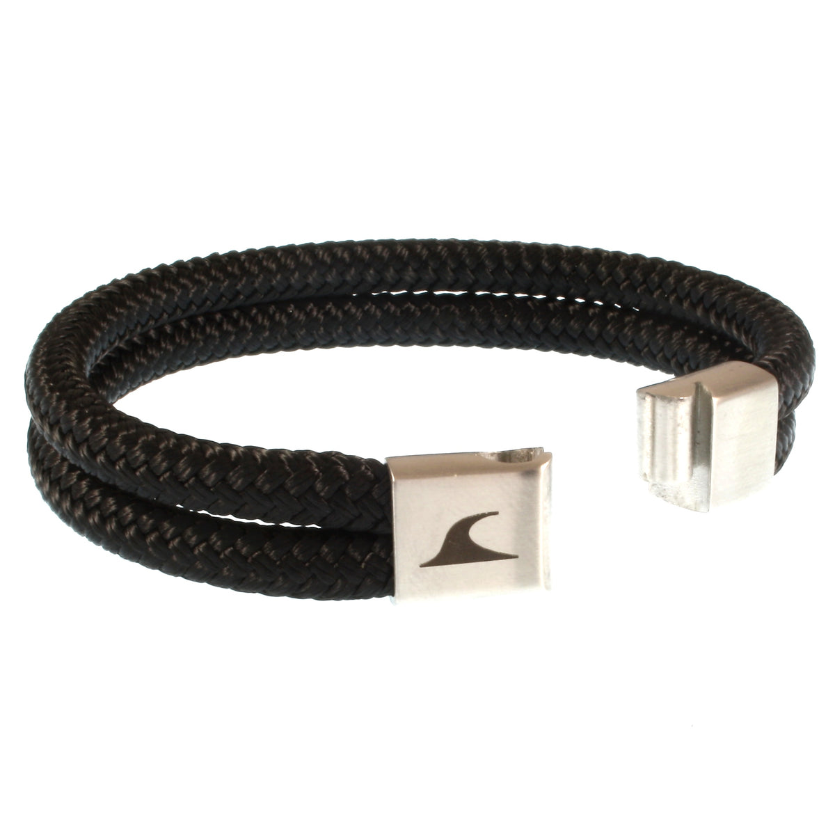 Segeltau-Armband-Herren-Tarifa-schwarz-geflochten-Edelstahlverschluss-offen-wavepirate-shop-st