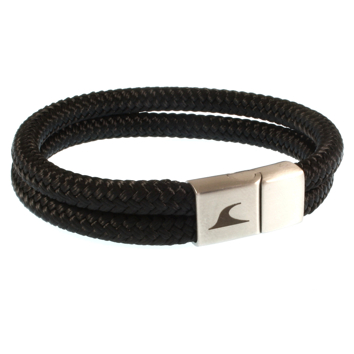 Segeltau-Armband-Herren-Tarifa-schwarz-geflochten-Edelstahlverschluss-vorn-wavepirate-shop-st