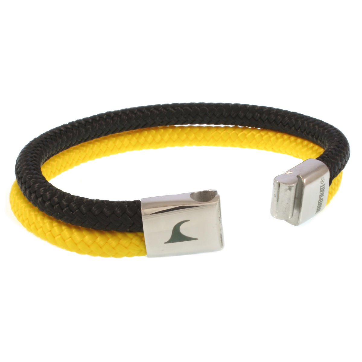 Segeltau-Armband-Herren-Tarifa-schwarz-gelb-geflochten-Edelstahlverschluss-offen-wavepirate-shop-st
