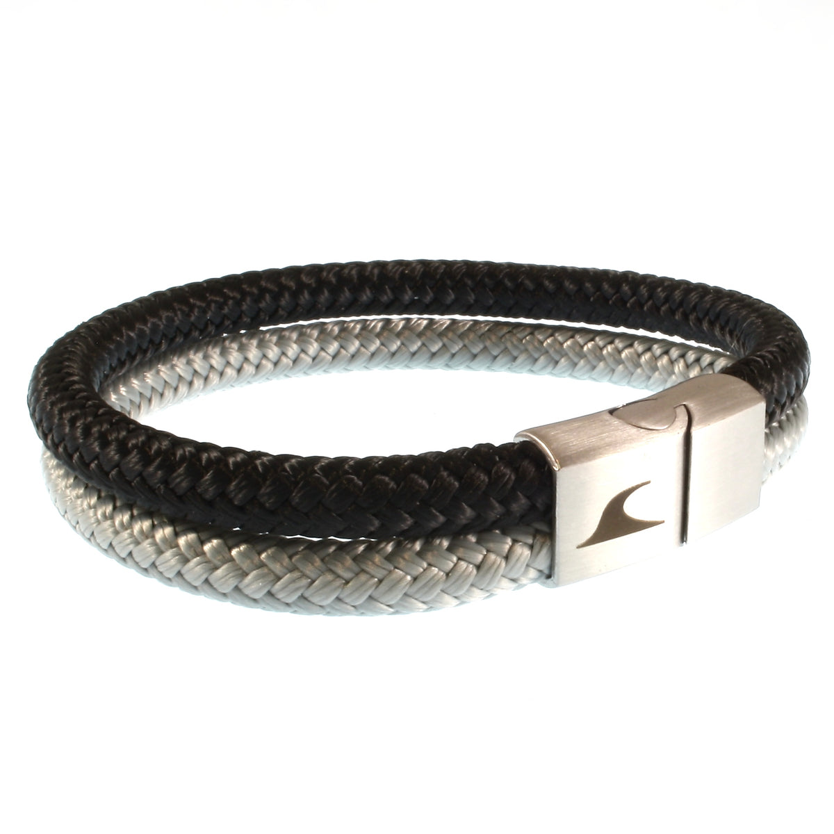 Segeltau-Armband-Herren-Tarifa-schwarz-grau-geflochten-Edelstahlverschluss-vorn-wavepirate-shop-st