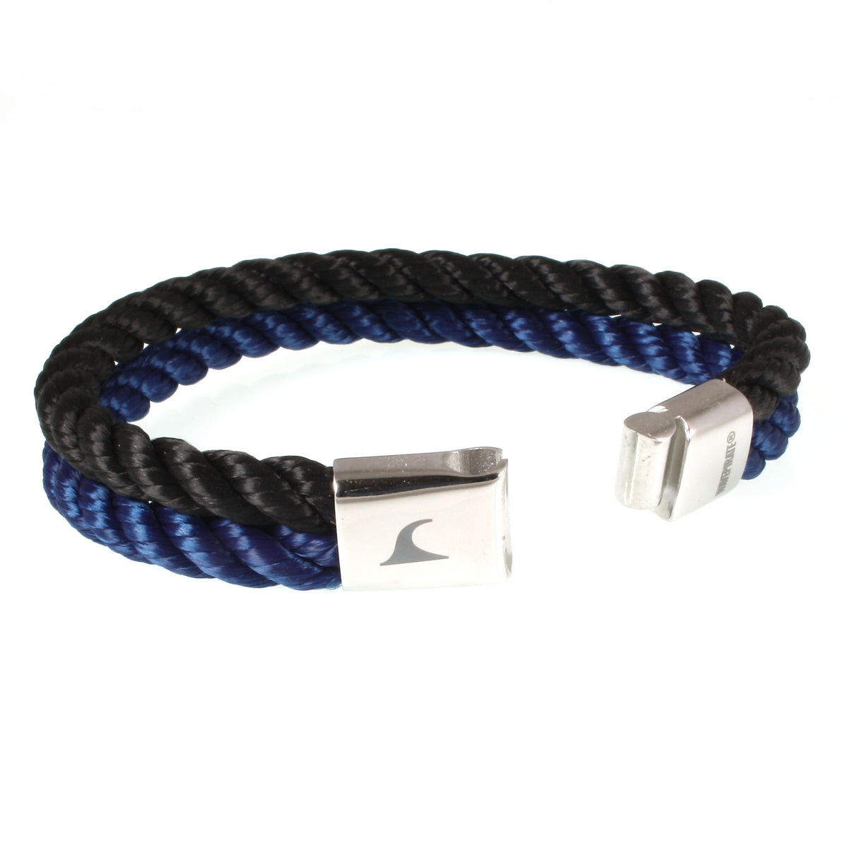 Segeltau-Armband-Herren-Tarifa-schwarz-koenigsblau-geflochten-Kordel-Edelstahlverschluss-offen-wavepirate-shop-k