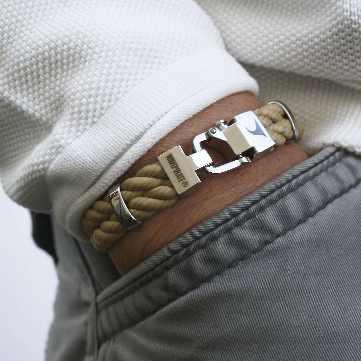 Segeltau-Armband-Herren-Turn-beige-geflochten-Kordel-Edelstahlverschluss-getragen-wavepirate-shop-k