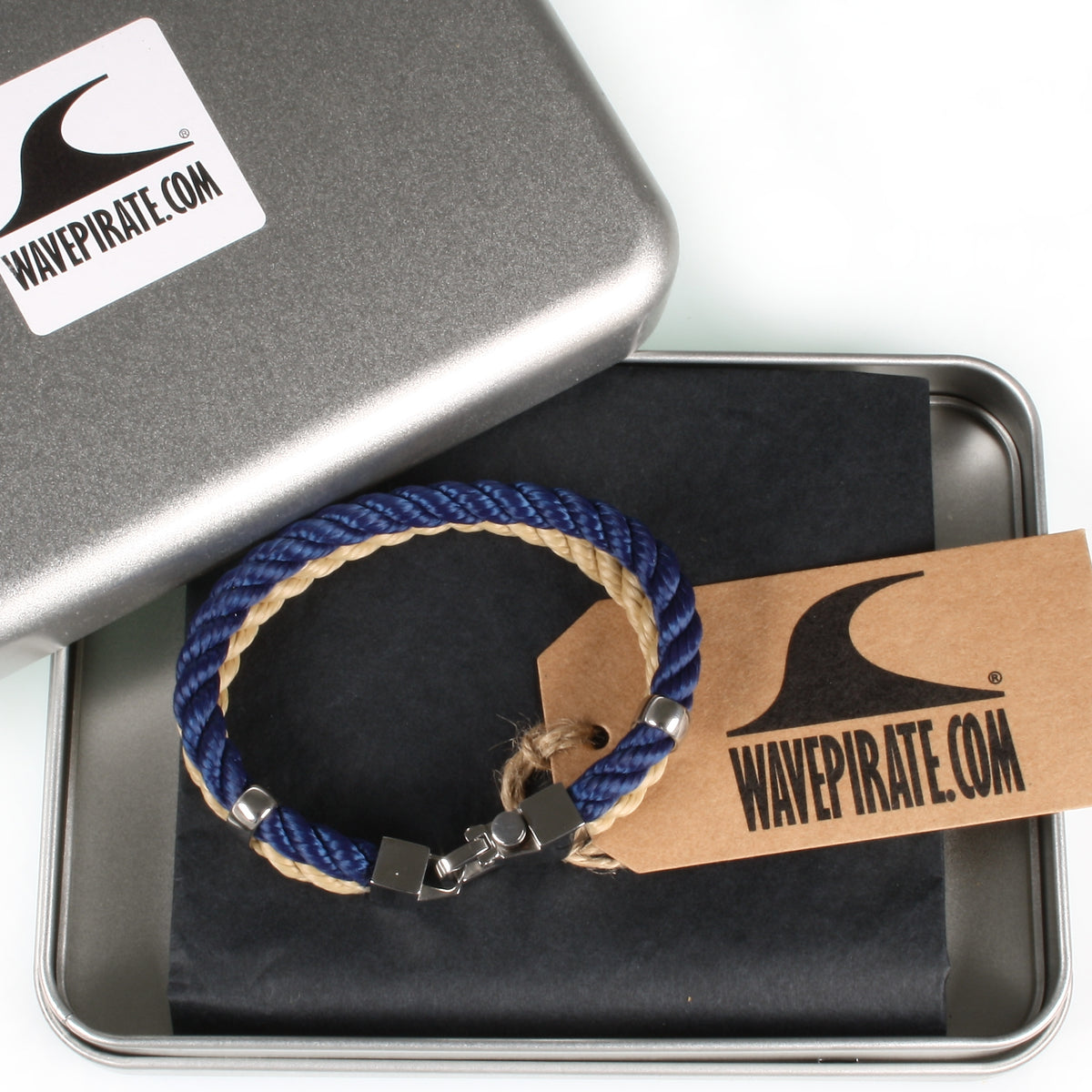 Segeltau-Armband-Herren-Turn-koenigsblau-natur-geflochten-Kordel-Edelstahlverschluss-verpackt-wavepirate-shop-k