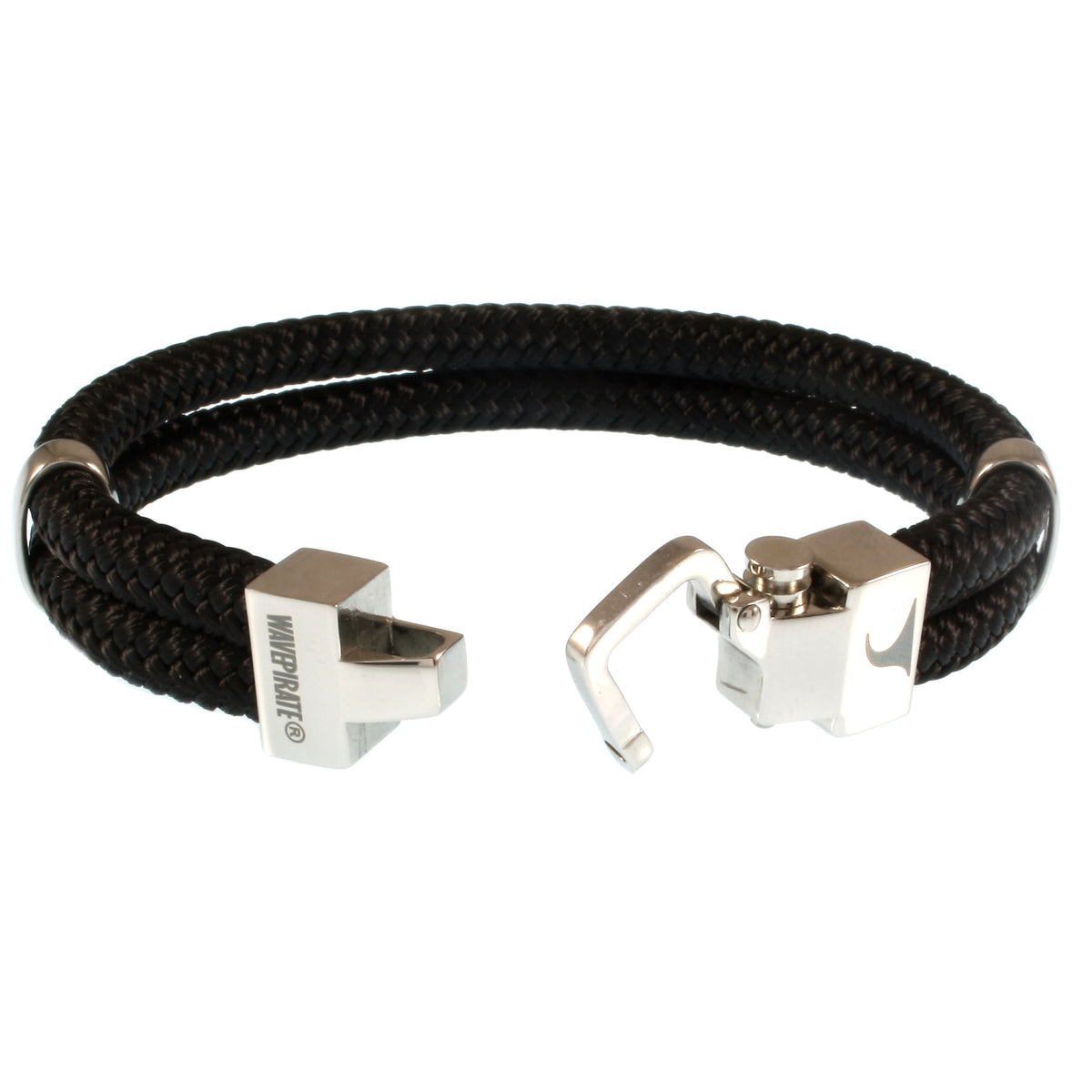 Segeltau-Armband-Herren-Turn-schwarz-geflochten-Edelstahlverschluss-offen-wavepirate-shop-st