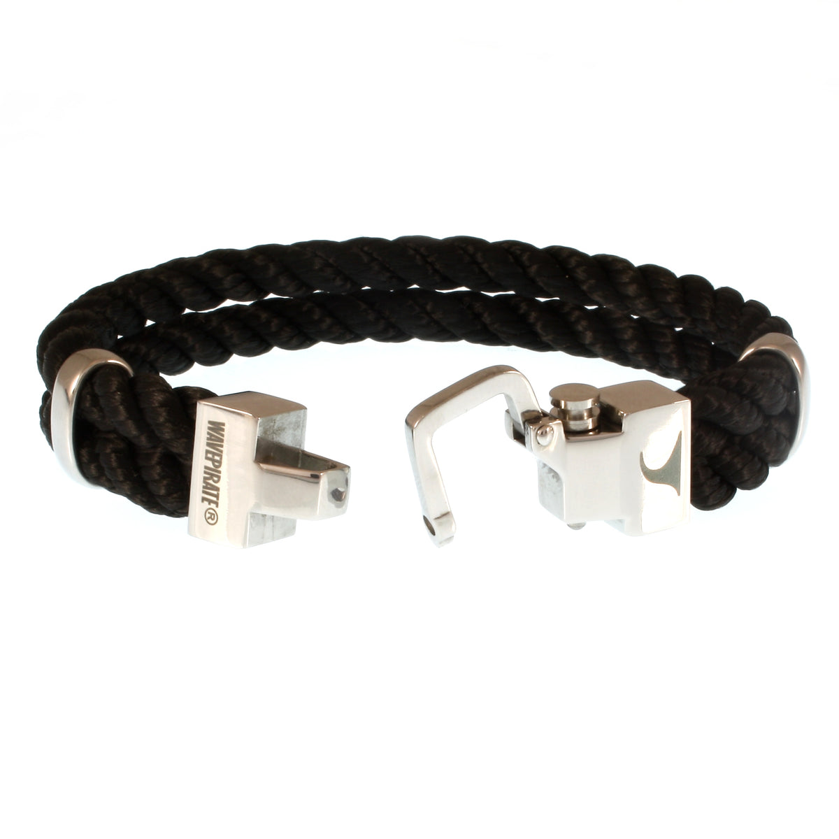 Segeltau-Armband-Herren-Turn-schwarz-geflochten-Kordel-Edelstahlverschluss-offen-wavepirate-shop-k