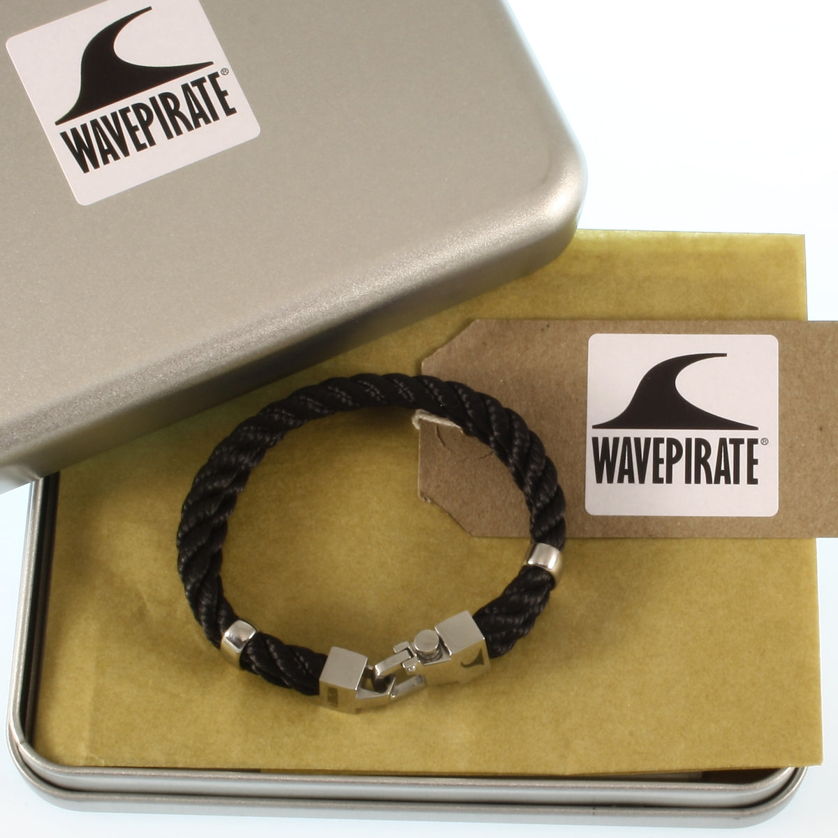 Segeltau-Armband-Herren-Turn-schwarz-geflochten-Kordel-Edelstahlverschluss-verpackt-wavepirate-shop-k