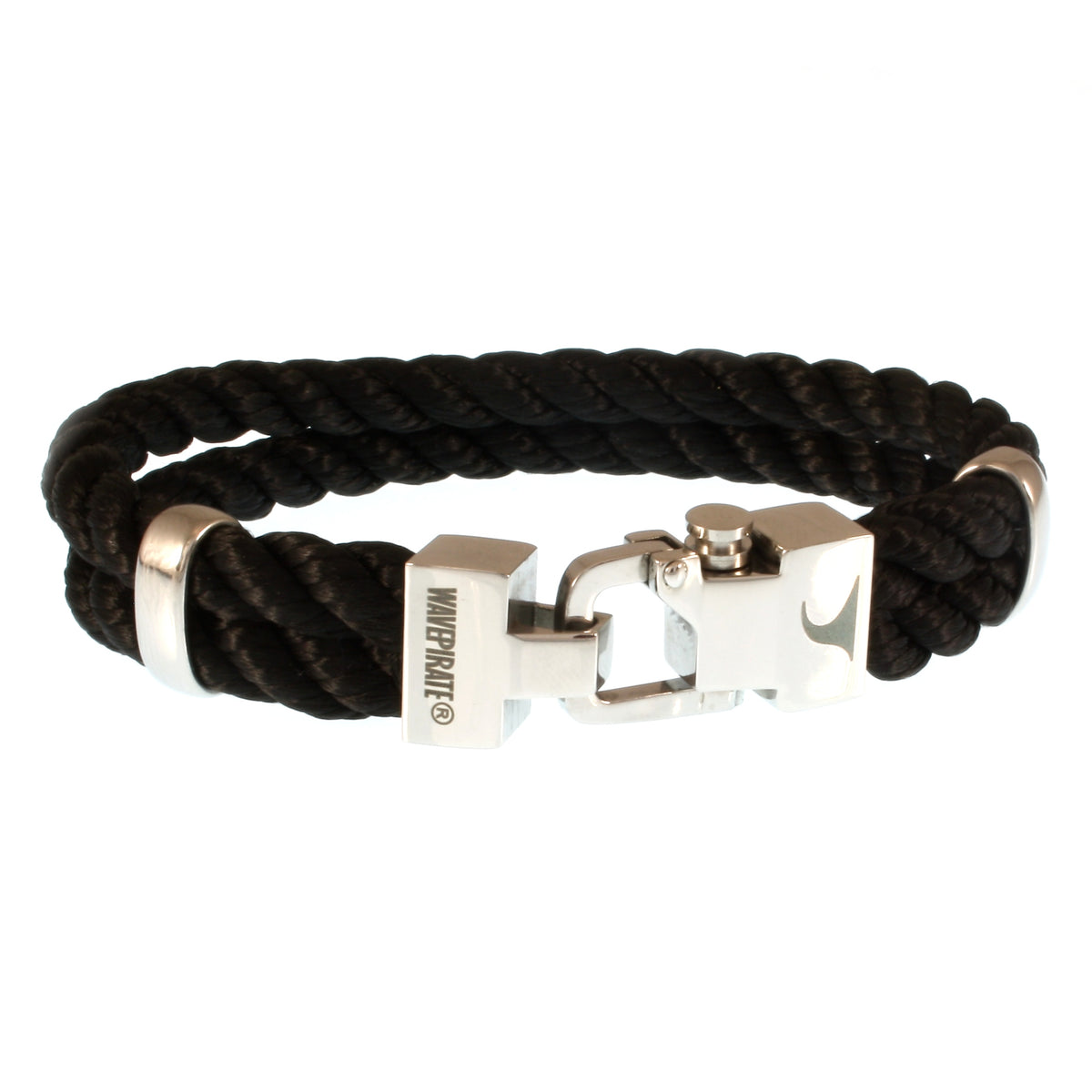 Segeltau-Armband-Herren-Turn-schwarz-geflochten-Kordel-Edelstahlverschluss-vorn-wavepirate-shop-k