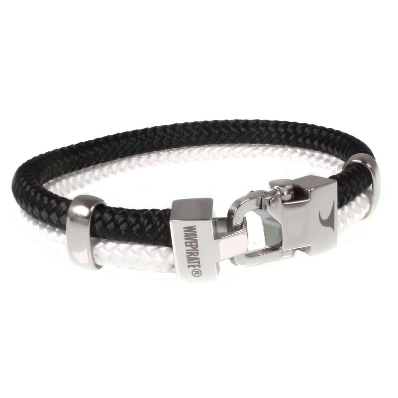 Segeltau-Armband-Herren-Turn-schwarz-weiss-geflochten-Edelstahlverschluss-vorn-wavepirate-shop-st