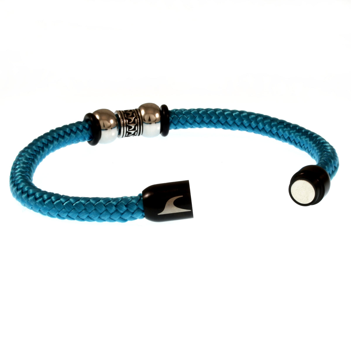 Segeltau-Armband-Herren-atoll-blau-schwarz-geflochten-Edelstahlverschluss-offen-wavepirate-shop-st