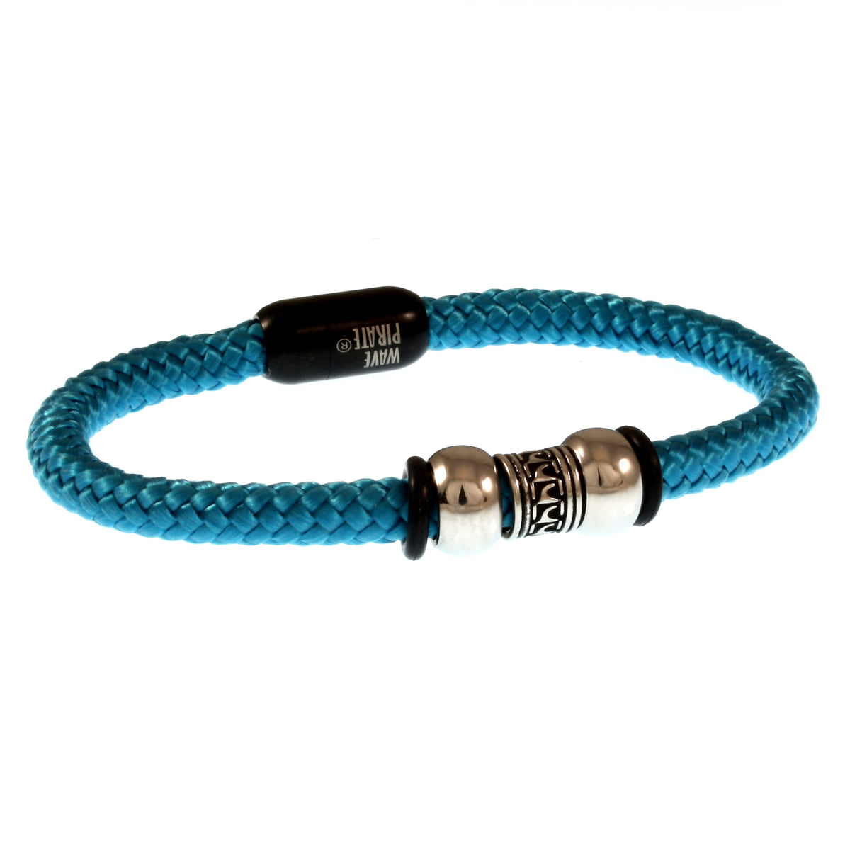 Segeltau-Armband-Herren-atoll-blau-schwarz-geflochten-Edelstahlverschluss-vorn-wavepirate-shop-st