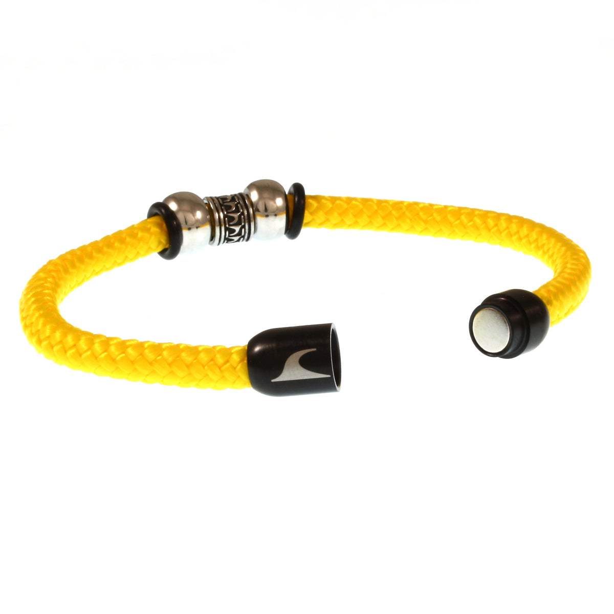 Segeltau-Armband-Herren-atoll-gelb-schwarz-geflochten-Edelstahlverschluss-offen-wavepirate-shop-st