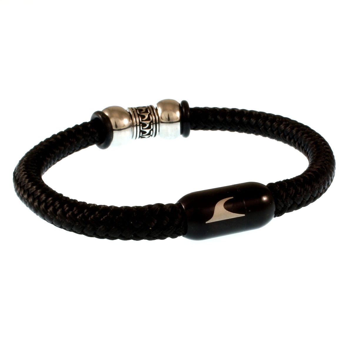 Segeltau-Armband-Herren-atoll-schwarz-geflochten-Edelstahlverschluss-hinten-wavepirate-shop-st