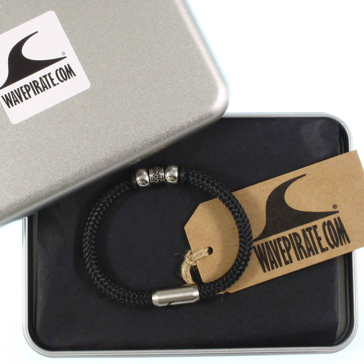 Segeltau-Armband-Herren-atoll-schwarz-silber-geflochten-Edelstahlverschluss-geschenkverpackung-wavepirate-shop-st