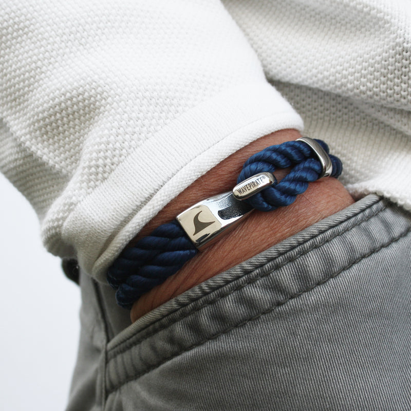 Segeltau-Armband-Herren-damen-Peak-koenigsblau-kordel-Edelstahlverschluss-getragen-wavepirate-shop-k