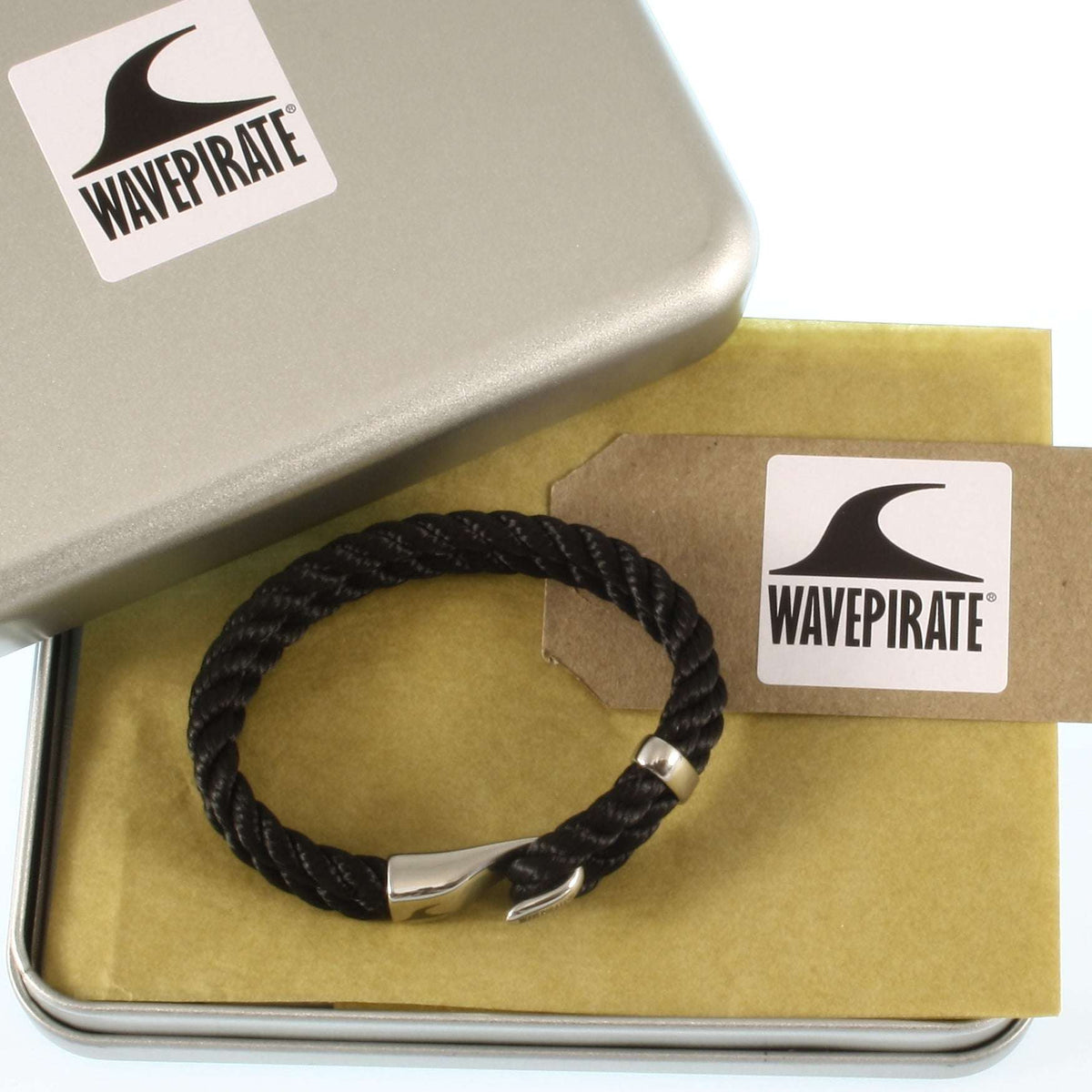 Segeltau-Armband-Herren-damen-Peak-schwarz-kordel-Edelstahlverschluss-geschenkverpackung-wavepirate-shop-k