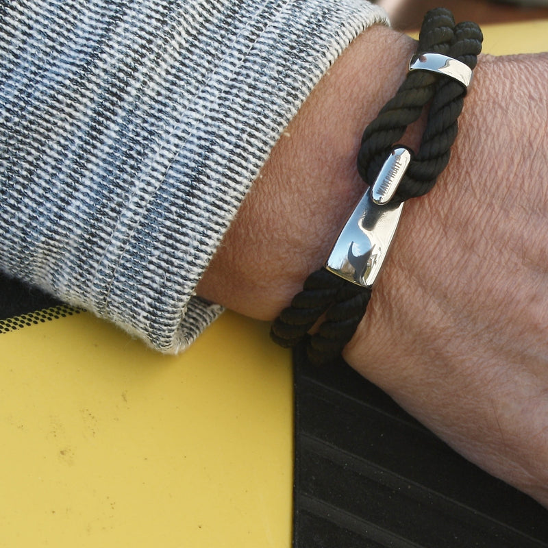 Segeltau-Armband-Herren-damen-Peak-schwarz-kordel-Edelstahlverschluss-getragen-wavepirate-shop-k