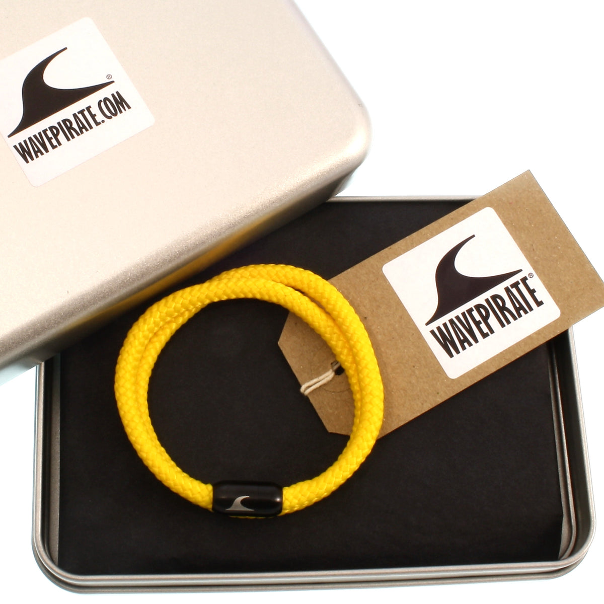 Segeltau-Armband-Herren-damen-hawaii-gelb-schwarz-Edelstahlverschluss-geschenkverpackung-wavepirate-shop-st